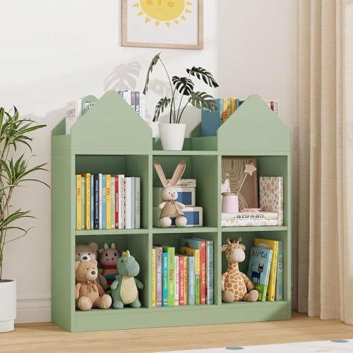 Garvee Kids Bookshelf and Toy Storage Organizer, Green