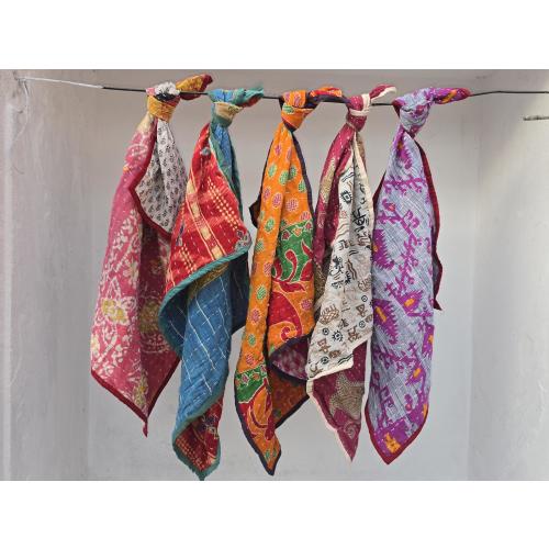 Handmade Kantha Cotton Burp Cloth Set – Eco-Friendly Dish Towels, Assorted Colors