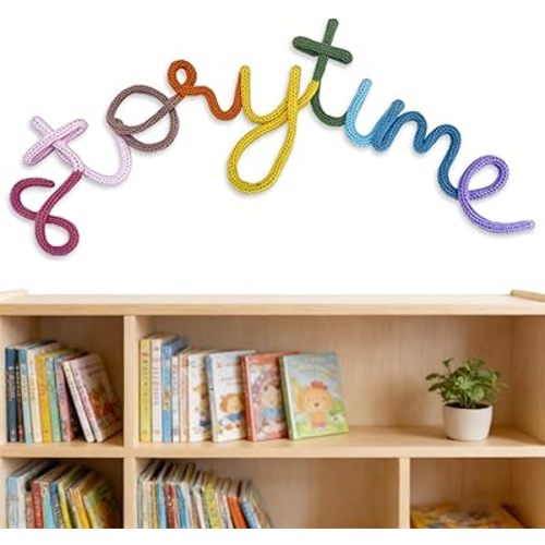 Handmade Storytime Wall Sign-Knitted Wire Storytime Sign Reading Corner Sign Decor story time wall sign wire Letters Book Corner Decor for Kids Room Nursery & Playroom (Storytime)