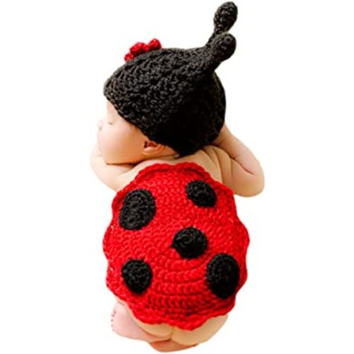Newborn Baby Photography Props Crochet Ladybug Photo Shoot Outfits Red
