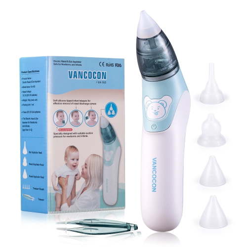 Nasal Aspirator, Portable Baby Nasal Aspirator, Baby Nose Suckers Automatic Nose Cleaner with 4 Silicone Tips for Newborns, Toddlers
