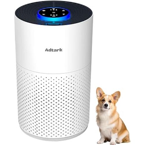 Air Purifiers for Home Bedroom, ADTARK Air Cleaner with H14 True HEPA 3-in-1 Filter, Sleep Mode & Aroma Function, 3 Light Modes, Room Air Purifier with 3 Timer for Office, Dorm, Hotel (White)