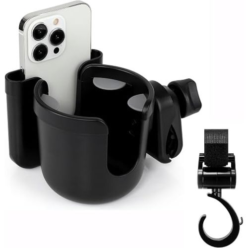 Accmor Walker Cup Holder with Hook Set, Wheelchair Cup Holder, Stroller Cup Holder, Universal Cup Holder for Walker, Wheelchair, Rollator, Stroller, Scooter, Bike Accessory