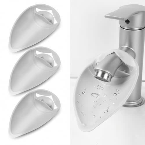 3 Pcs Faucet Extender for Toddlers,Adjustable Bathroom Sink Extender Splash-Proof Faucet Extenders for Bathroom Sink for Easy Hand Washing and Tooth Brushing,Grey