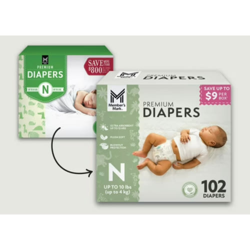 Member's Mark Premium Baby Diapers, Sizes Newborn - 8 - Samsclub.com