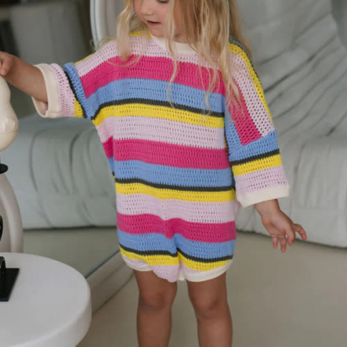 HAVANA STRIPE CROCHET ROMPER