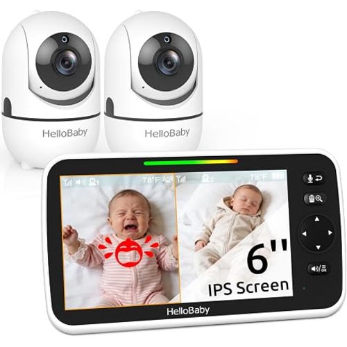 HelloBaby No WiFi Baby Monitor Camera and Audio HB6550, 5" Video Screen | Trusted by 10M+ Families, 30H Battery, PTZ, Private No-WiFi, Night Vision, 1000ft, Easy Setup, 2-Way Talk, VOX, Travel Ready