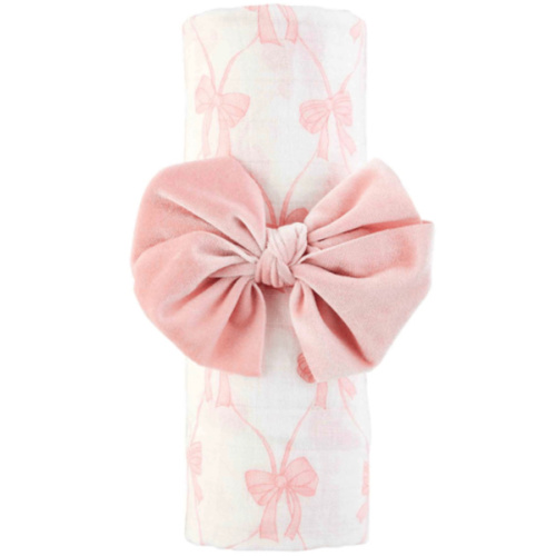 Bow Swaddle and Headband Set | Mud Pie