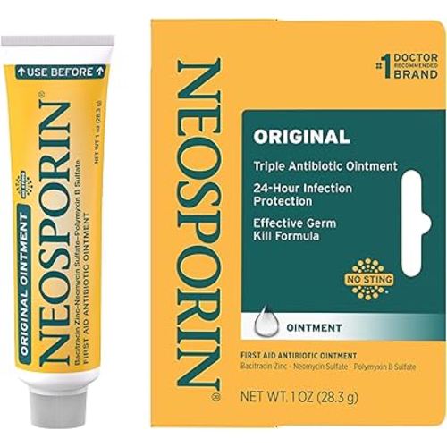 Neosporin Original First Aid Triple Antibiotic Ointment, Bacitracin Zinc & Neomycin Sulfate Infection Protection, Wound Care Treatment & Scar Appearance Minimizer for Minor Cuts, Scrapes & Burns, 1 oz
