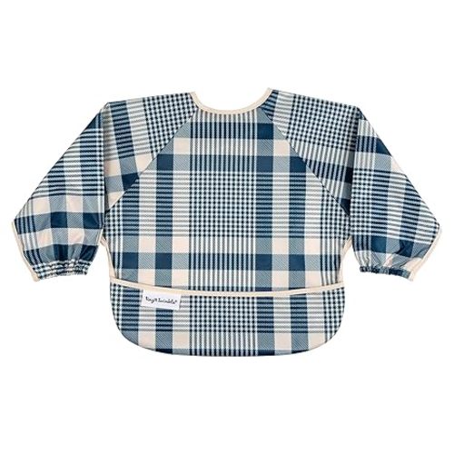 Tiny Twinkle Long Sleeve Bib for Babies & Toddlers | Waterproof Smock Bib for Eating | Machine Washable & Mess-Proof Feeding Essentials | Newborn Shower Gift (Gingham, Small 6-24 Months)