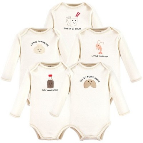 Touched by Nature Organic Cotton Long-Sleeve Bodysuits, Fortune Cookie, 3-6 Months