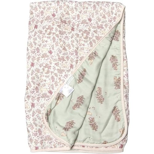 Muslin Quilt Blanket – Soft & Breathable Tanboocel Baby Blanket for Crib or Toddler Nap – Eco-Friendly, Lightweight & Durable 4-Layer Muslin Quilt for Infants and Kids - Hedgehog Forest