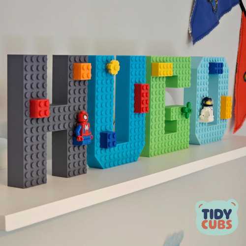 Custom 12cm Building Brick Letter Name Sign - Personalized Kids Room Decor Free Standing Name Display for Nursery Compatible with Brick Toys