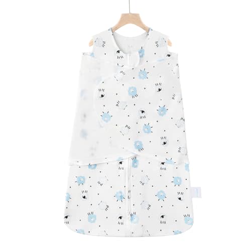Ftikvo Swaddle-Blanket Baby Girl & Boy Swaddles Newborn Infant Transition 100% Cotton Wrap Blankets, 3-Way Adjustable Wearable Blanket, TOG 1.0 (Lamb, 3-6 Month)