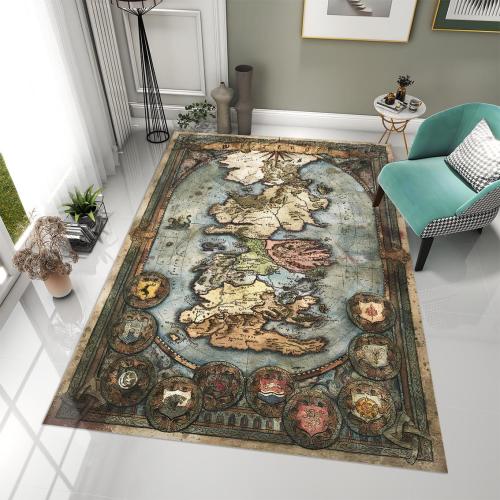 Westeros Map Rug, GOT themed map rug, Fantasy World Map Area Rug, Medieval Kingdom Map Carpet,Gameroom Floor Decor, Teen  Room Rug