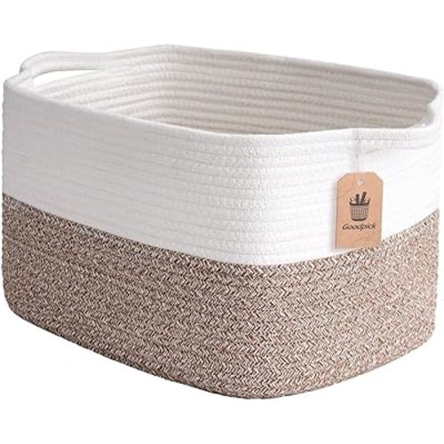 Goodpick Woven Storage Basket for Shelves, 13" x 10" x 9", Brown