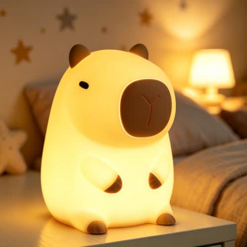 DREAMING MY DREAM Cute Capybara Lamp, Squishy Capybara Night Light | LED Rechargeable Novelty Animal Night Lamp,2 Levels Dimmable Nursery Nightlight for Kids,Touch Lamp for Bedroom