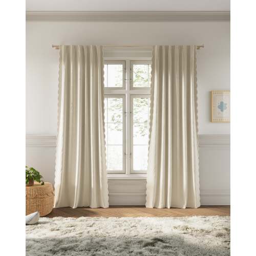 Scallop Embroidered Edge Blackout Curtain