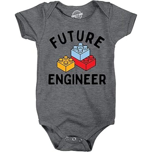 Crazy Dog T-Shirts Future Engineer Baby Bodysuit Funny Sarcastic Blocks Graphic Novelty Jumper for Infants