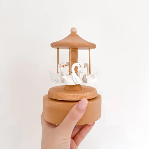 Heirloom Wooden Musical Carousel - Swan