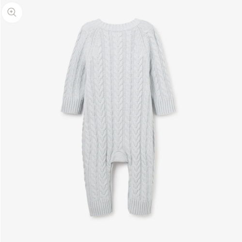Pale Blue Horseshoe Cable Knit Baby Jumpsuit – Elegant Baby