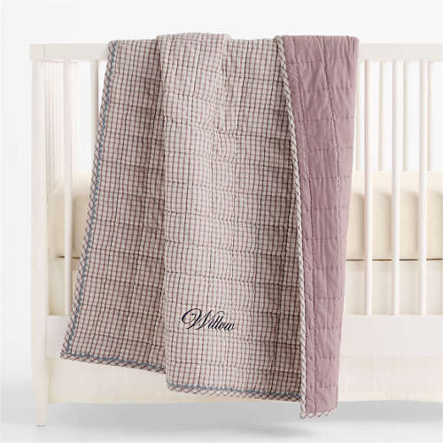 Window Pane Violet Rose 100% Organic Cotton Baby Crib Quilt