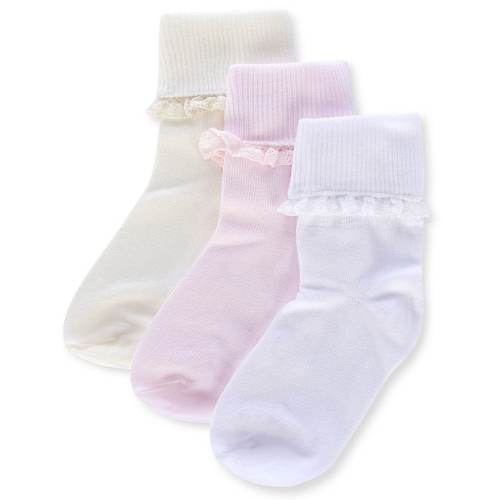 Edgehill Collection Baby Girls Crochet Lace 3-Pack Socks