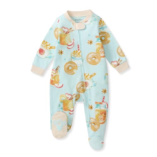 Burt's Bees Baby Girls' Organic Cotton, Sleep and Play Footed Pajamas | Easy zip front PJs feature a 2-way zipper to ensure newborns have a restful nights sleep