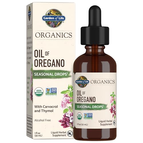 Garden of Life Organics Oil of Oregano Seasonal Drops 1fl oz (30 mL) Liquid, Concentrated Plant Based Immune Support - Alcohol-Free, Organic, Non-GMO, Vegan & Gluten Free Herbal Supplements