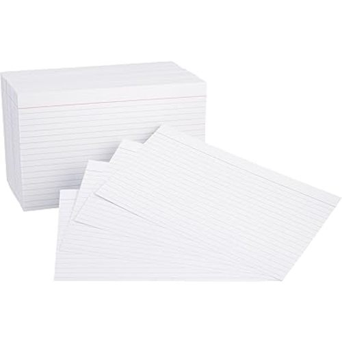 Amazon Basics Ruled Lined Index Cards for Studying and Note Taking, White, 5" x 8", 500 Count (5 Pack of 100)