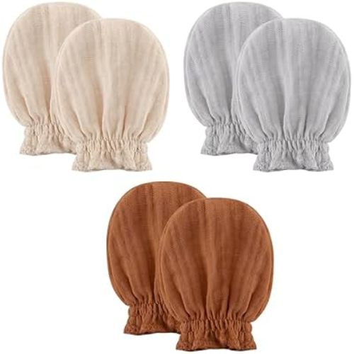 Pro Goleem Muslin Baby Mittens for Newborn, 100% Cotton No Scratch Soft Breathable Gloves for Boys and Girls 0-6 months