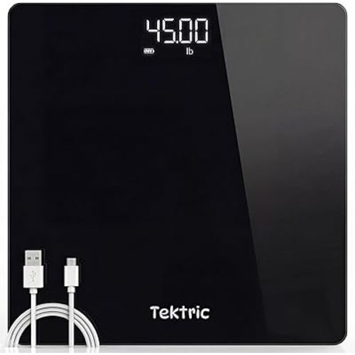 Digital Bathroom Scale for Body Weight - Highly Accurate Weight Scale with LED Display, Rechargeable Battery, 400 lb Capacity, Step-On Technology, KG/LB