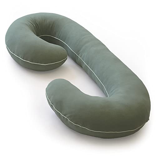 Pharmedoc Pregnancy Pillows, C-Shape Full Body Pillow – Jersey Cover Sage – Pregnancy Pillows for Sleeping – Body Pillows for Adults, Maternity Pillow and Pregnancy Must Haves