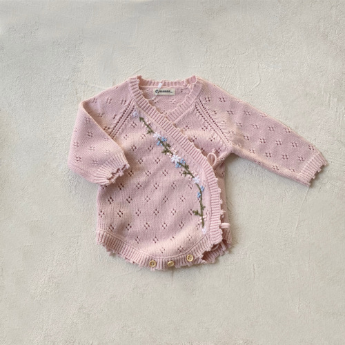 Baby Girls Floral Embroidered Sweater Bodysuit