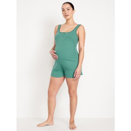 Maternity Pointelle Henley Pajama Romper | Old Navy
