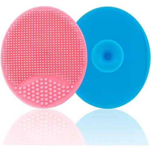 Baby Bath Brush, Baby Cradle Cap Brush, Silicone Massage Brush, Silicone Scrubbers Exfoliator Brush | The SkinSoother Baby Essential for Dry Skin, Cradle Cap and Eczema (Large-Blue & Pink)