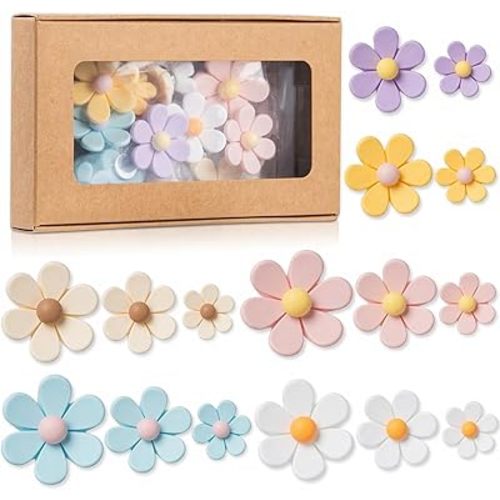 Homestheix - 3D Flower Magnets for Fridge 16 Pcs - Decorative Resin Refrigerator Magnets - Floral Kitchen Decor for Home - Office Whiteboard Accessories - Magnets for Notes, Photos and Calendars