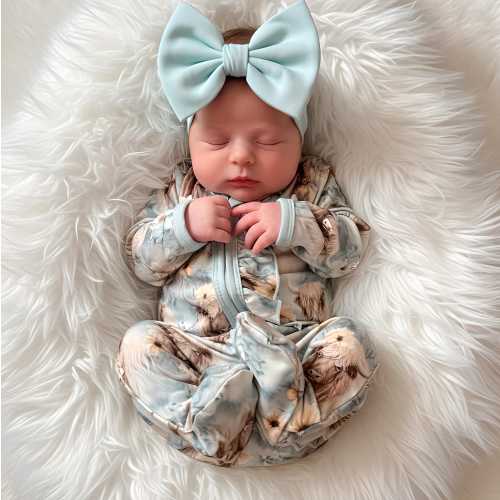 Newborn Girl Arrival Outfit Highland Cow Western Baby Sleeper Aqua Water Color Floral Baby Girl Take Home Outfit Country Life Baby