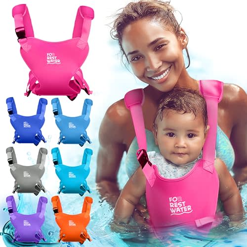 FOR REST WATER Baby Carrier - Premium Neoprene Ergonomic Sling for Warm & Safe Water & Land Fun (4-24 Months) - Adjustable Infant & Toddler Harness – Summer & Winter Baby Carrier (Pink)