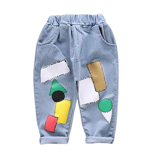 Toddler Baby Girls Fashion Cartoon Denim Pants Kids Leggings Jeans Sweatpants for 1-4 Years Old