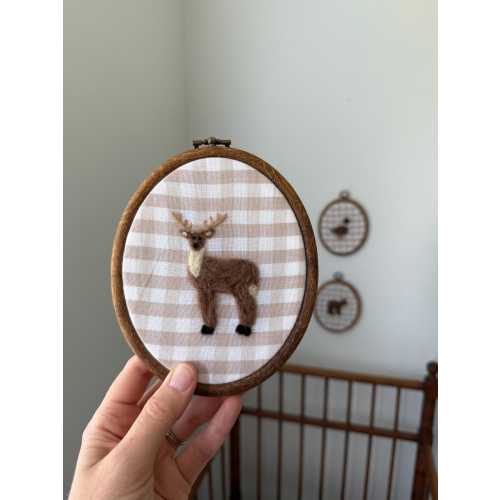 Set of 3 Needle Felt Wall Art - Duck, Buck, and Bear Handmade Rustic Nursery Decor - Hunting Themed Baby Gift