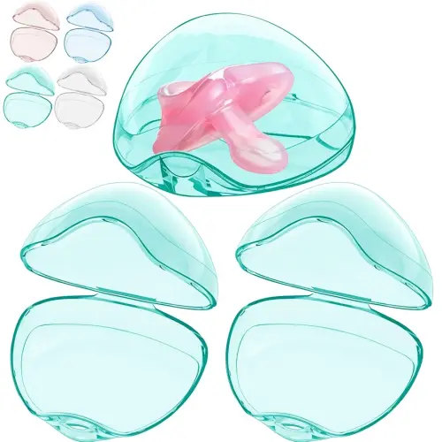 Smlpuame Pacifier Case,3 Pack BPA Free Pacifier Holder Case,Transparent Container Box for Baby Binky（Not Included),Essential Pacifier Accessories,Alway Keep Paci Clean,Easy to Clean(Green)