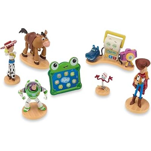 Disney Store Official Toy Story 5 Figure Set –7 Fully Sculpted Disney Figures Including Woody, Buzz, Forky, Lilypad, Bullseye, Jessie & Tech Trio in Double-Tiered Box with Scenic Backgrounds