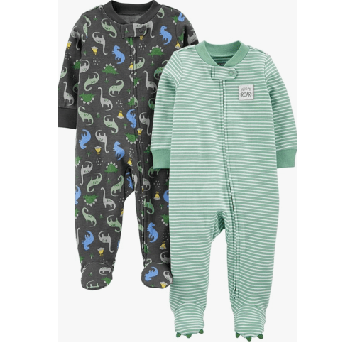 Simple Joys by Carter's baby-boys 2-way Zip Thermal Footed Sleep and Play, Pack of 2
