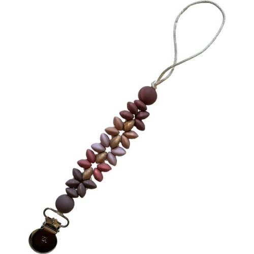 Petite Mila Pacifier And Toy Clip, Mauve - Three Hearts | Maisonette