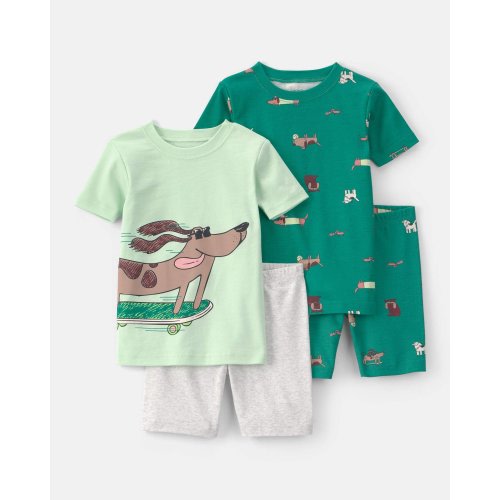 Baby Boy Skateboard Dog Cotton Short-Sleeve Snug Fit 4-Piece Pajama Set - Green | Carter's