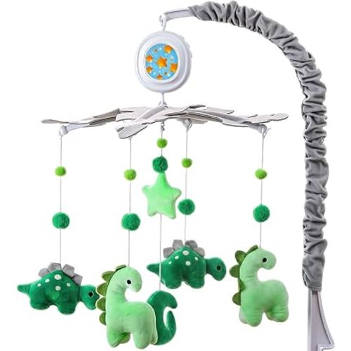 Dinoasur Baby Crib Mobile for Boys & Girls with Music Box (100+ Lullabies)