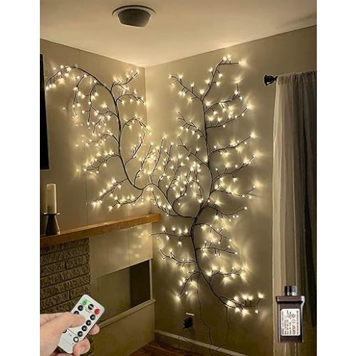 Enchanted Willow Vine Lights with Remote Control, On/Off Timer and Memory Function, 8 Modes, 3 Level Dimmable, 8.2ft Branch Lights for Mother's Day Gift (1PCS)