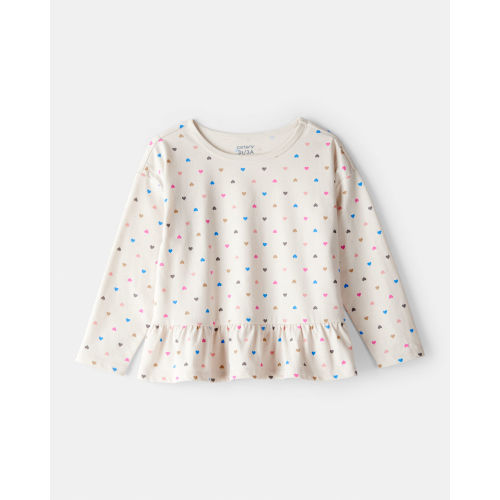 Toddler Girl Heart Print Long-Sleeve Top - Cream - Carter's | Carter's