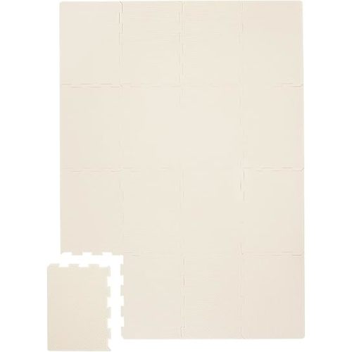 3 Sprouts Baby Foam Play Mat - Soft Foam Floor Tiles for Kids with Interlocking Puzzle Mats for Toddler Playroom - Safe 100% EVA Pads, Non-Toxic Waterproof Playmat - Cream